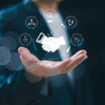 Illustration showing journalists working to rebuild public trust in a digital news environment