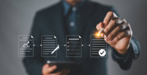 Illustration showing journalists verifying facts before publishing viral news online