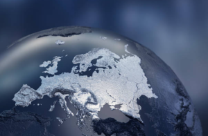 Illustration showing journalists and audiences interacting through digital platforms in a modern newsroom setting